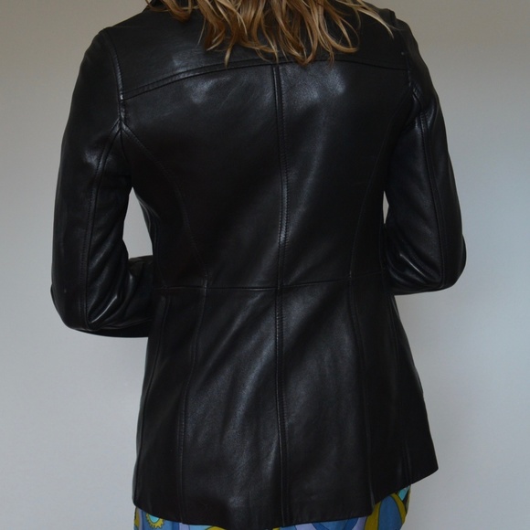 Donald J Pliner Leather Jacket Petite - Picture 2 of 4